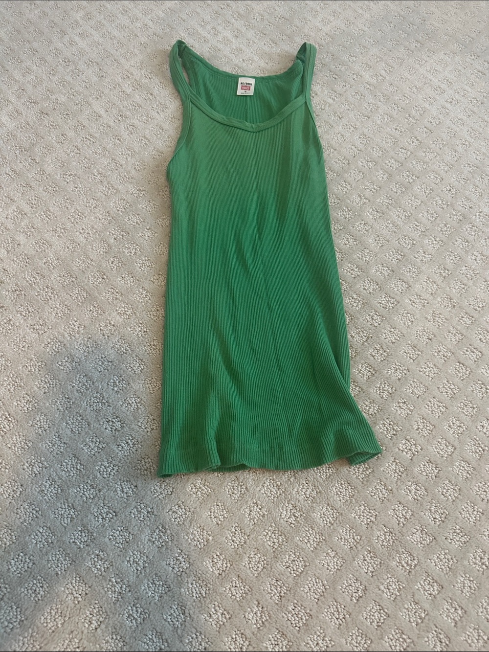 Re/Done Emerald Green Ribbed Tank Dress
